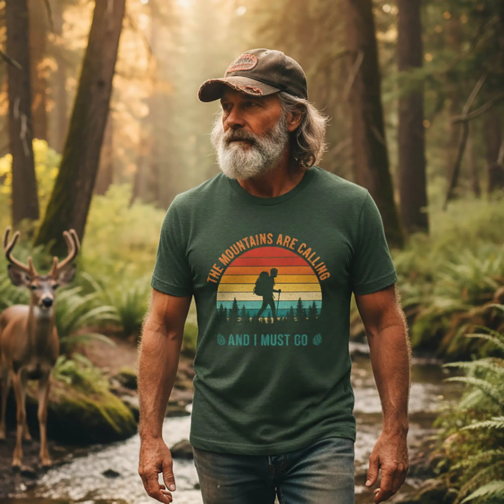 The Mountains Are Calling T-shirt T-Shirt Heather Forest Green / 3XL
