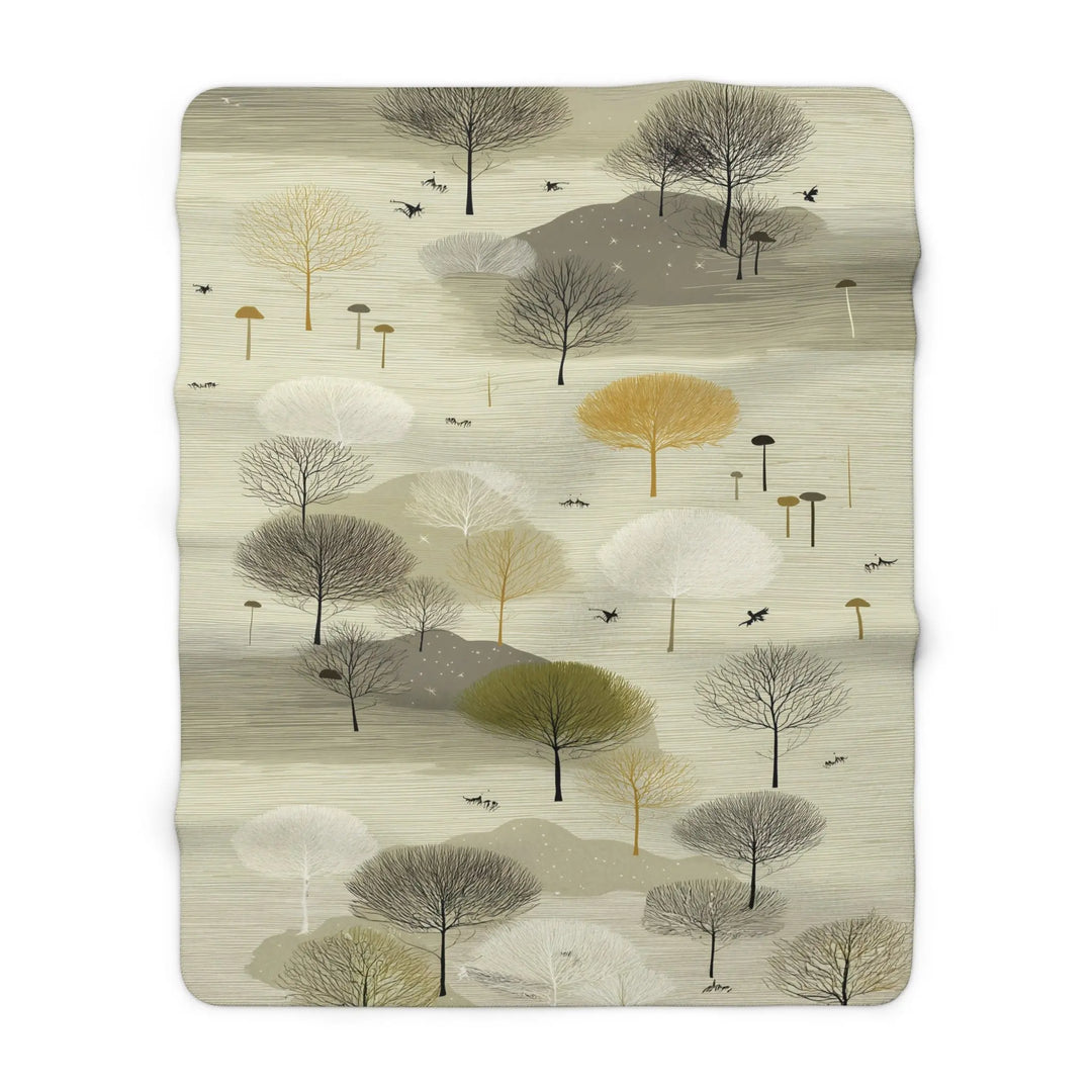 Scandinavian Woodland Sherpa Fleece Blanket Home Decor