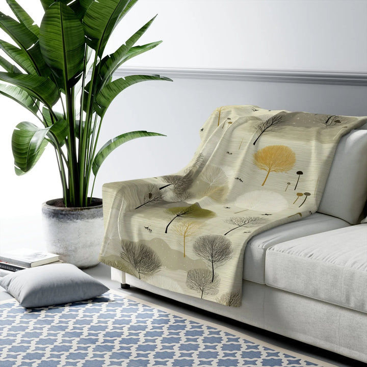 Scandinavian Woodland Sherpa Fleece Blanket Home Decor 50" × 60"