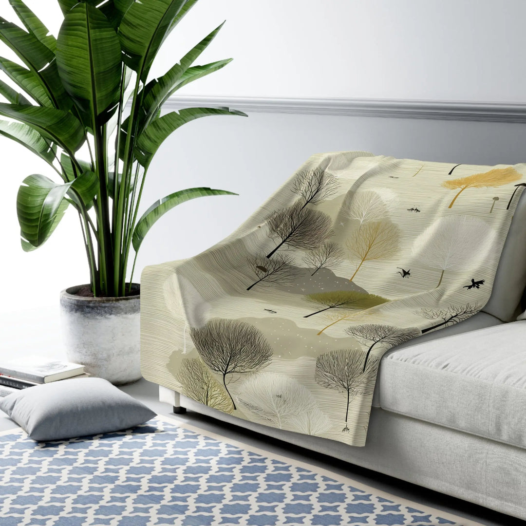 Scandinavian Woodland Sherpa Fleece Blanket Home Decor 60" × 80"