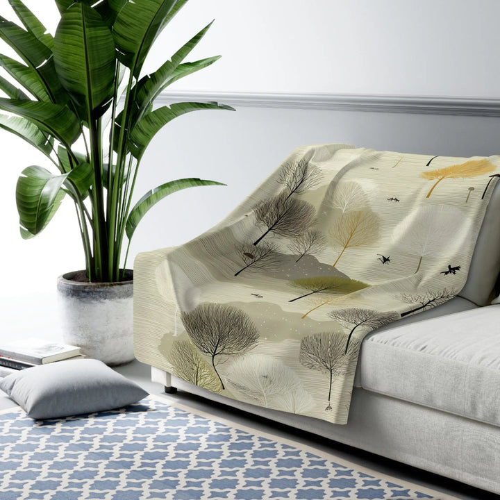 Scandinavian Woodland Sherpa Fleece Blanket Home Decor 60" × 80"