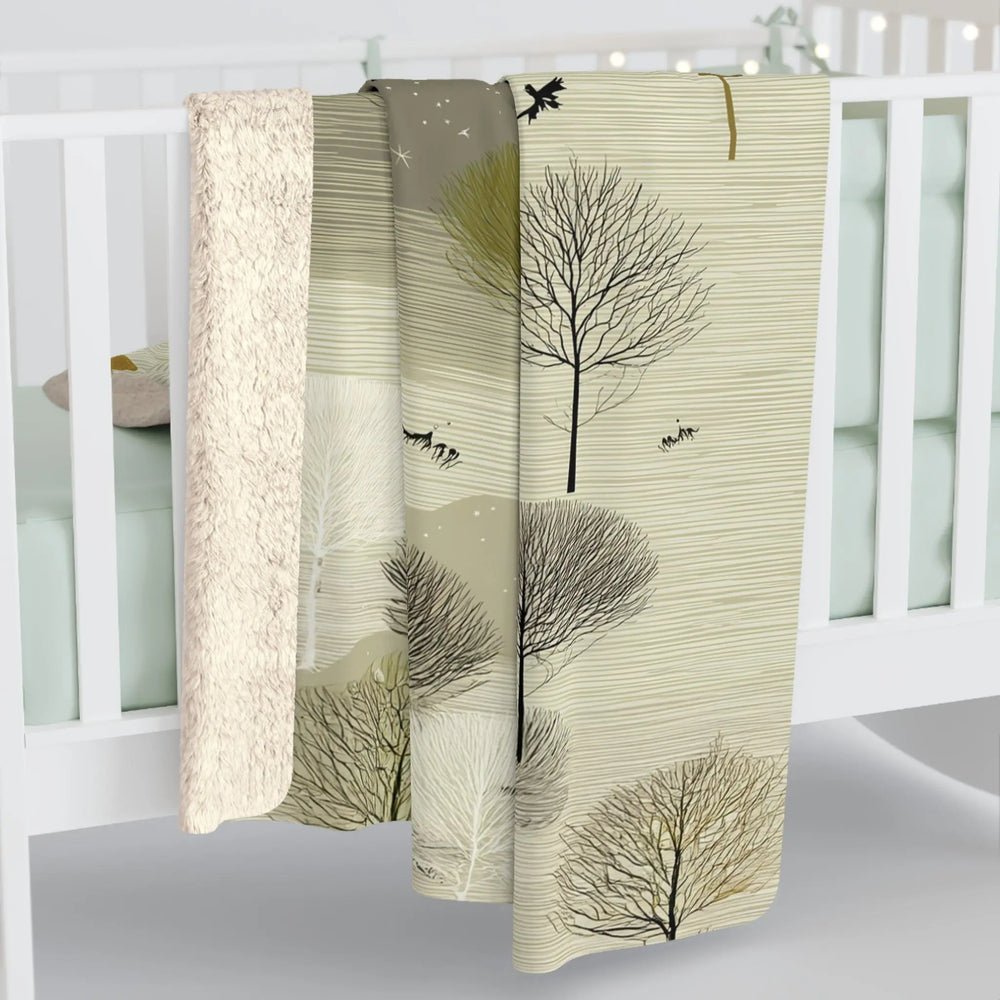 Scandinavian Woodland Sherpa Fleece Blanket Home Decor
