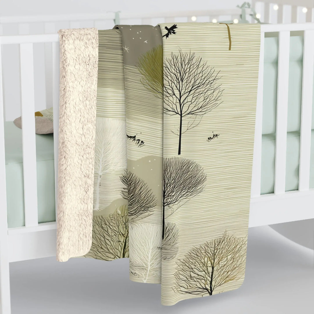 Scandinavian Woodland Sherpa Fleece Blanket Home Decor