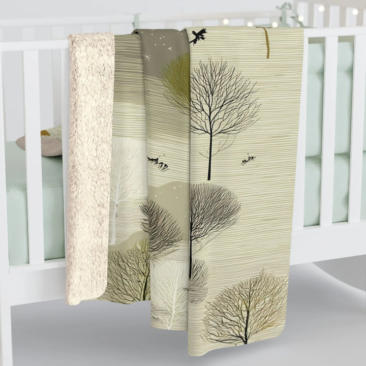 Scandinavian Woodland Sherpa Fleece Blanket Home Decor
