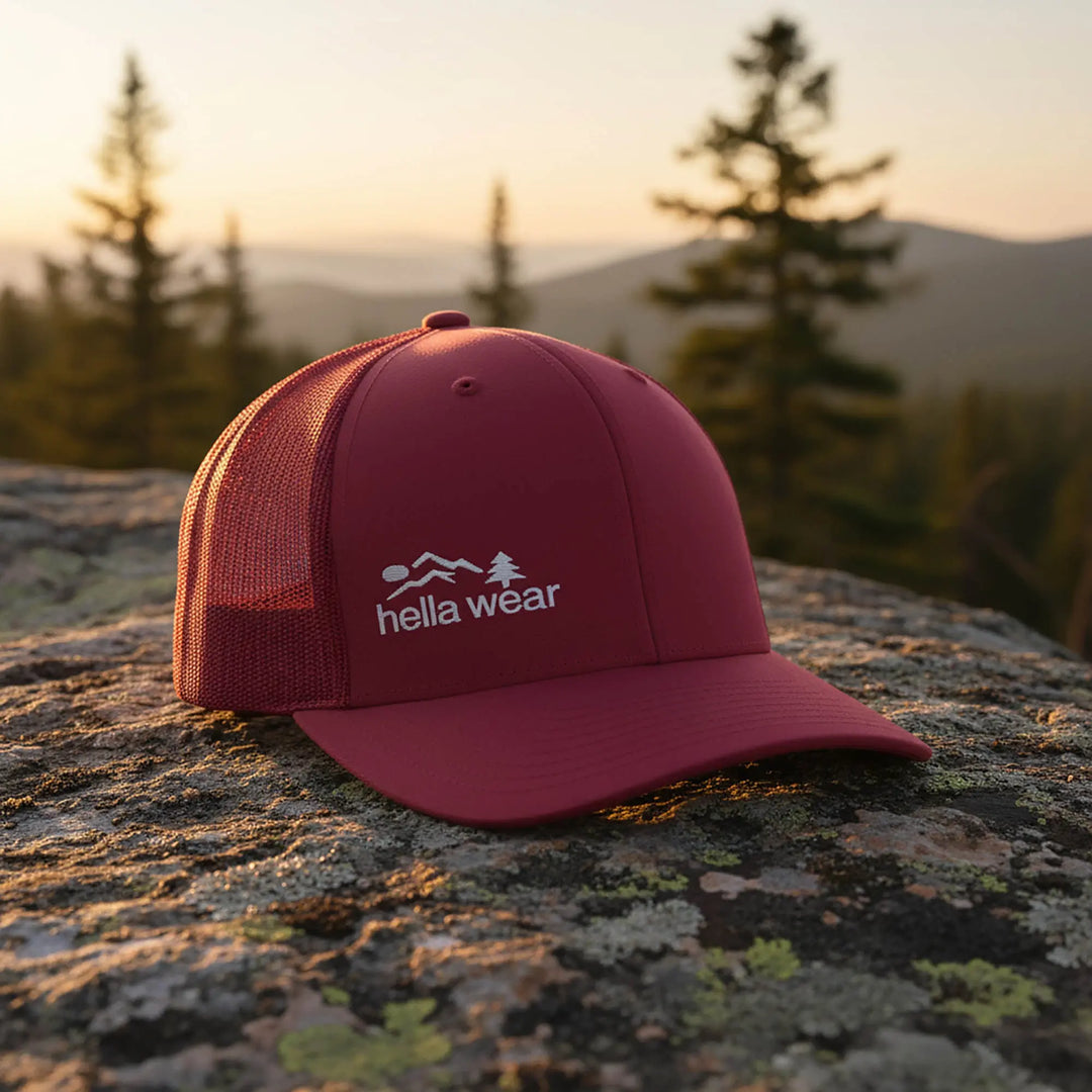 Embroidered Retro Truckers Hat Trucker Hat Cranberry