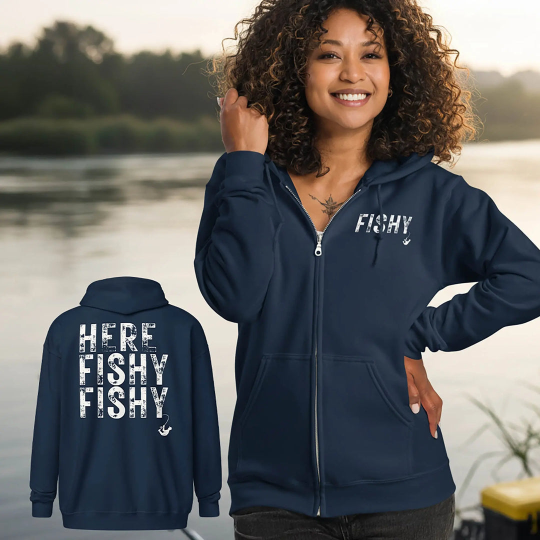 Here Fishy Fishy - Full Zip Hoodie zip hoodie