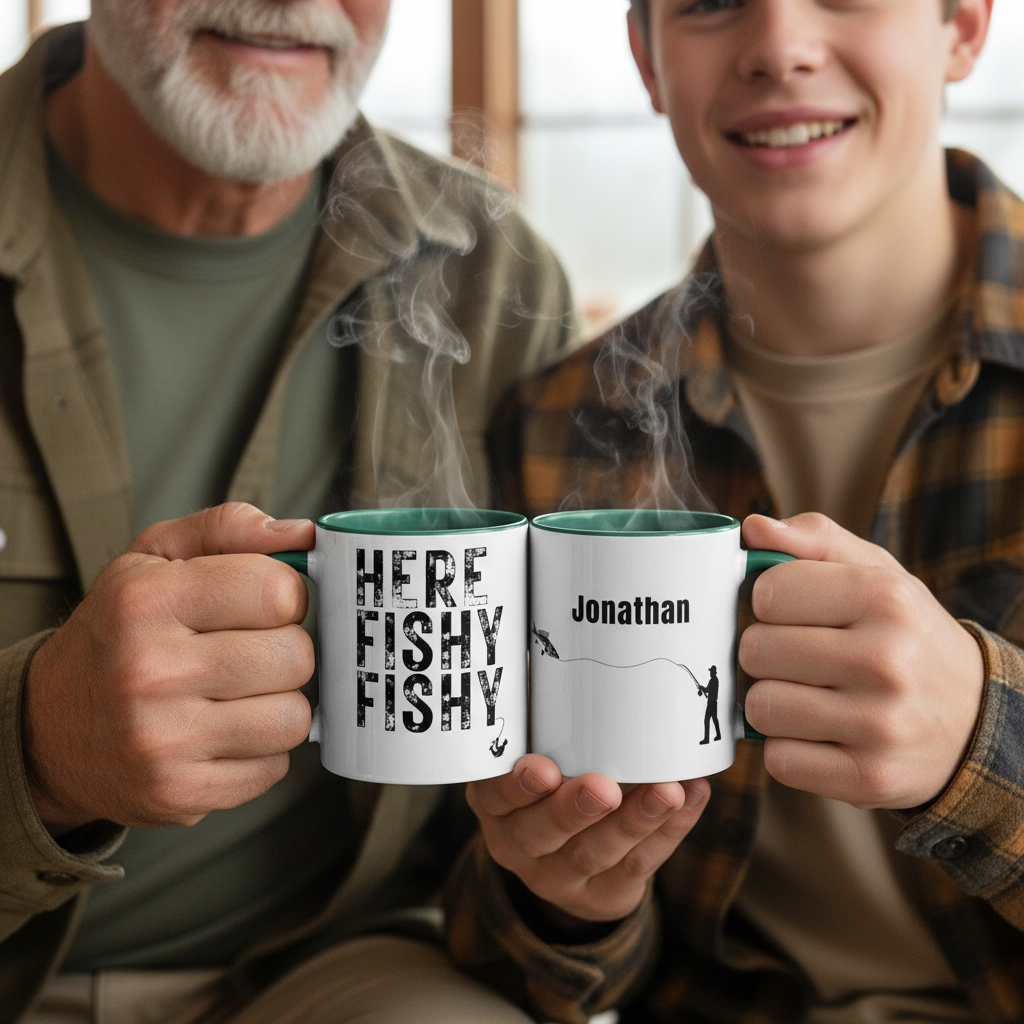 Here Fishy Fishy - Personalized Mug Fishing Gift 15oz