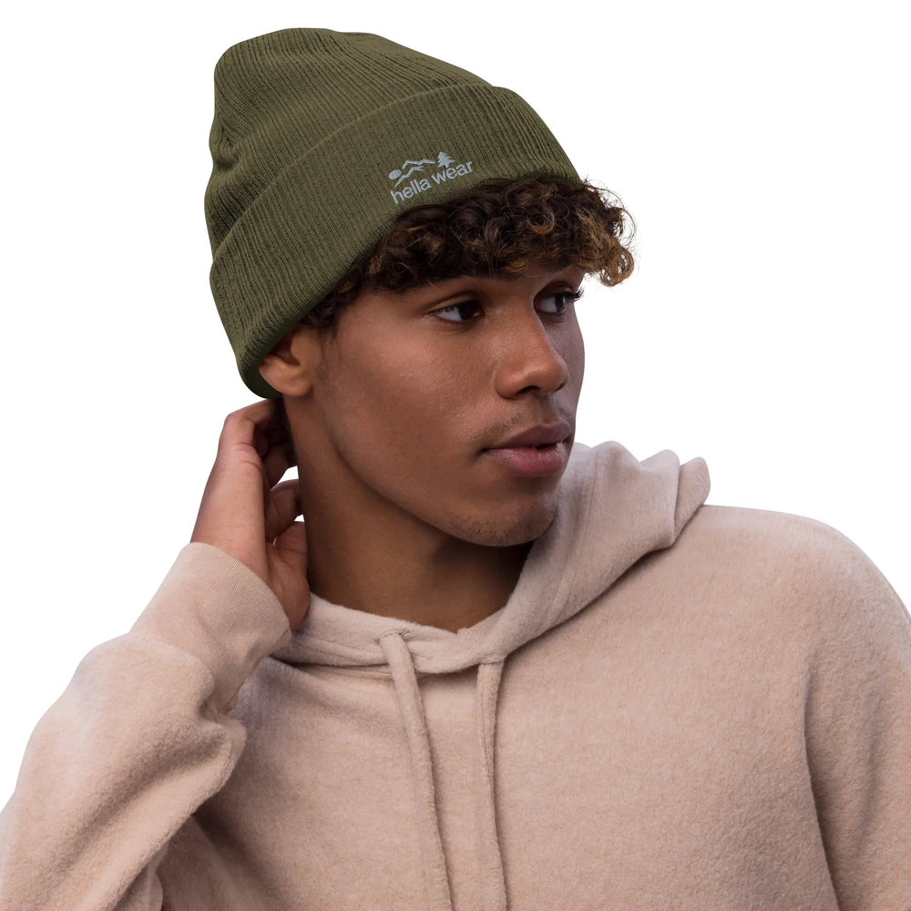 Embroidered Ribbed Knit Beanie - HellaWear