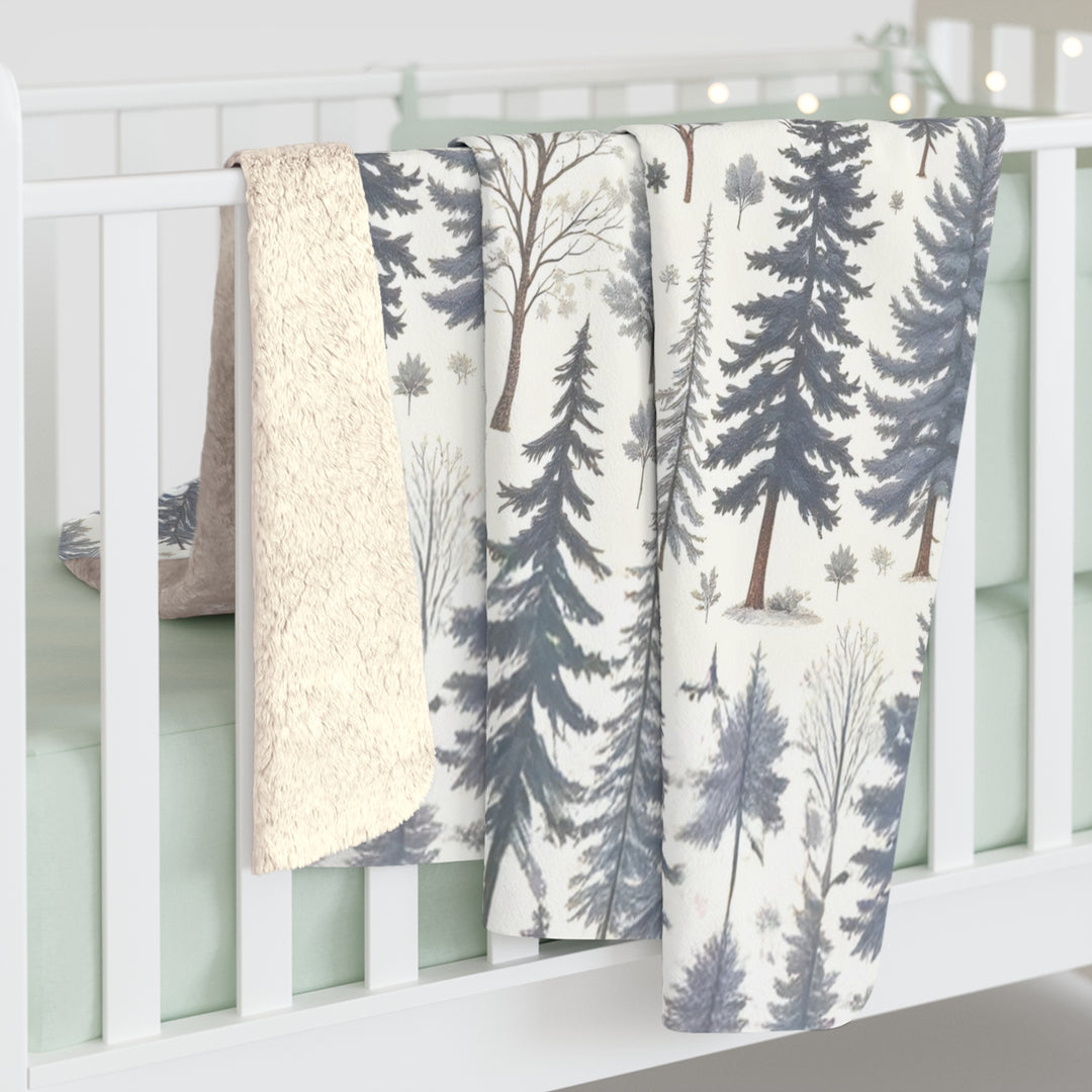 Winter Forest Pine Trees Sherpa Blanket