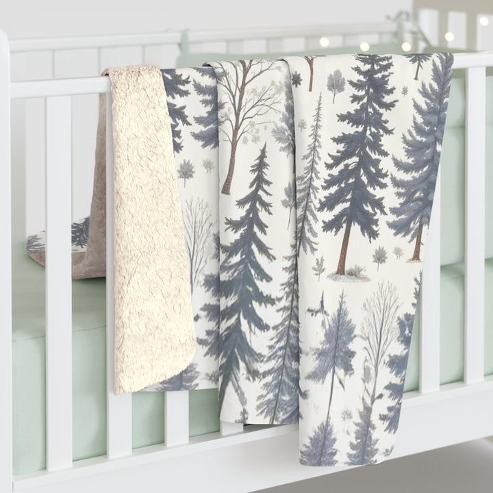 Winter Forest Pine Trees Sherpa Blanket