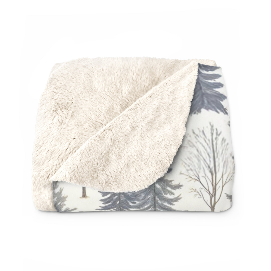 Winter Forest Pine Trees Sherpa Blanket
