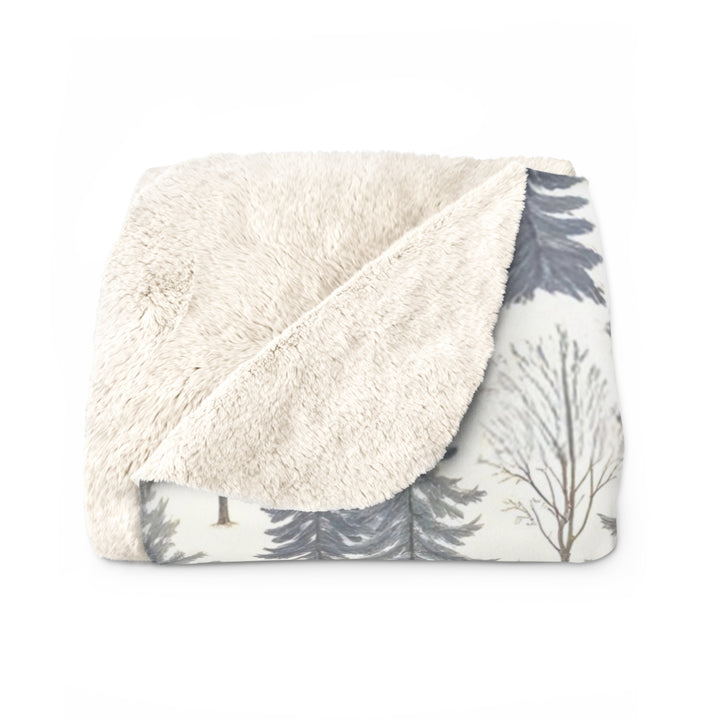 Winter Forest Pine Trees Sherpa Blanket