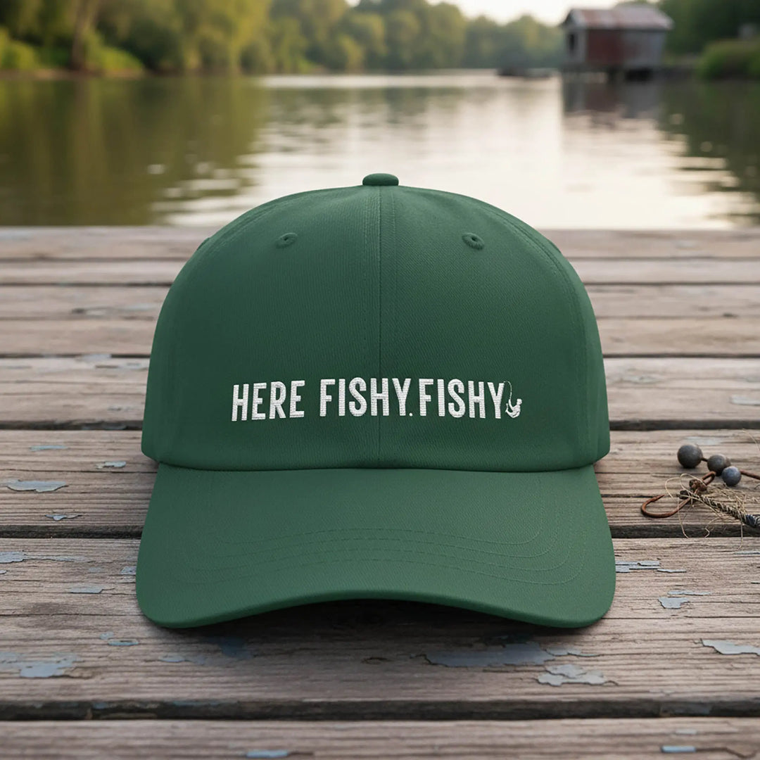 Here Fishy Fishy Classic Dad Cap Hats Spruce / One size