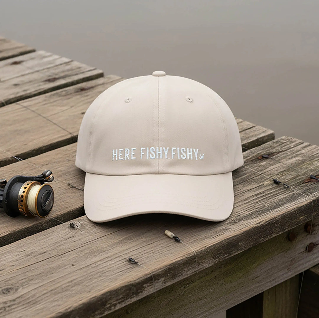 Here Fishy Fishy Classic Dad Cap Hats Stone / One size