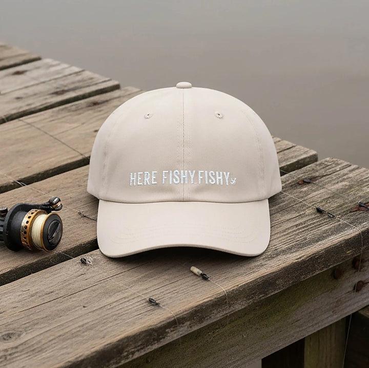 Here Fishy Fishy Classic Dad Cap Hats Stone / One size