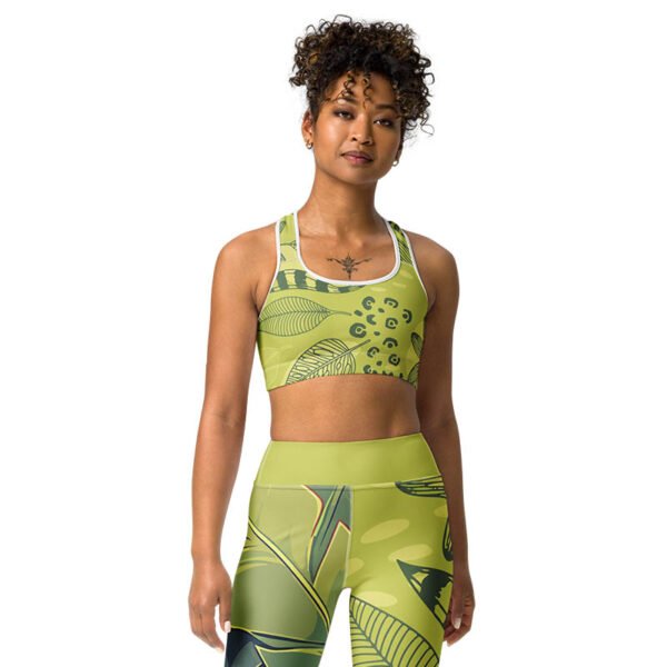 Floral Sports bra "Olive Tropics" - Image 3