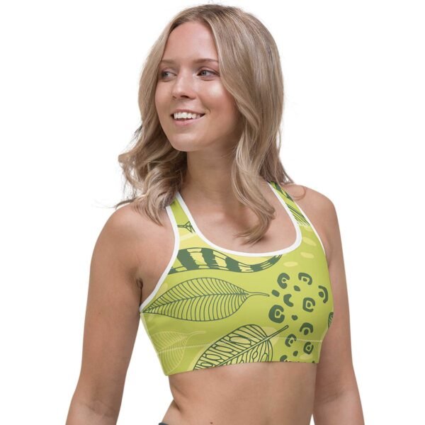 Floral Sports bra "Olive Tropics" - Image 4