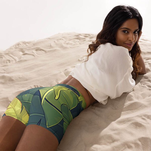 Floral-Yoga Shorts "Olive Tropics" - Image 3