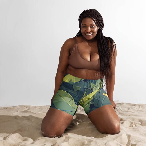 Floral-Yoga Shorts "Olive Tropics" - Image 6