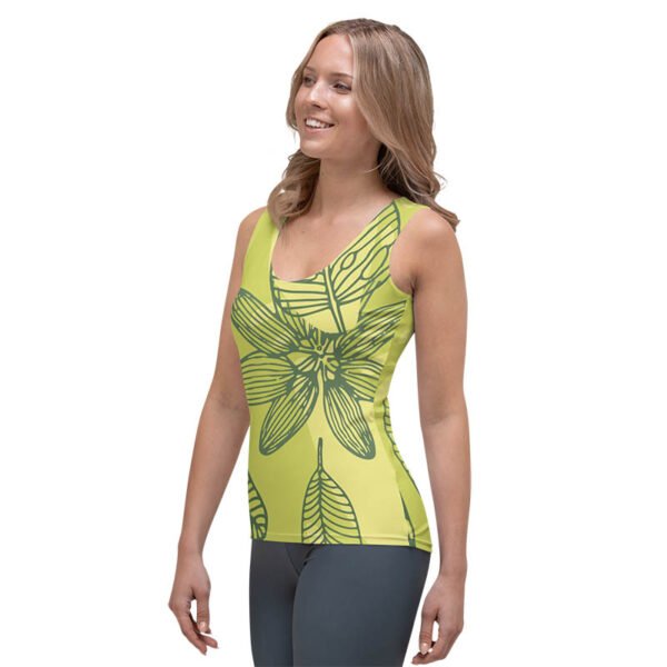Floral T-Top "Olive Tropics" - Image 4