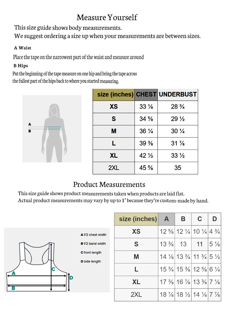 Sports Bra size chart